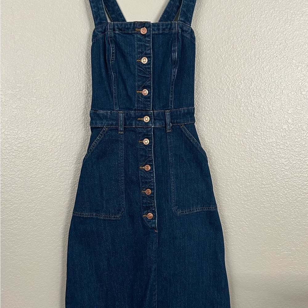 Pre-Owned J.Crew - Sleeveless
Overall-Style Midi Dress Sz 0 - Picture 3 of 7